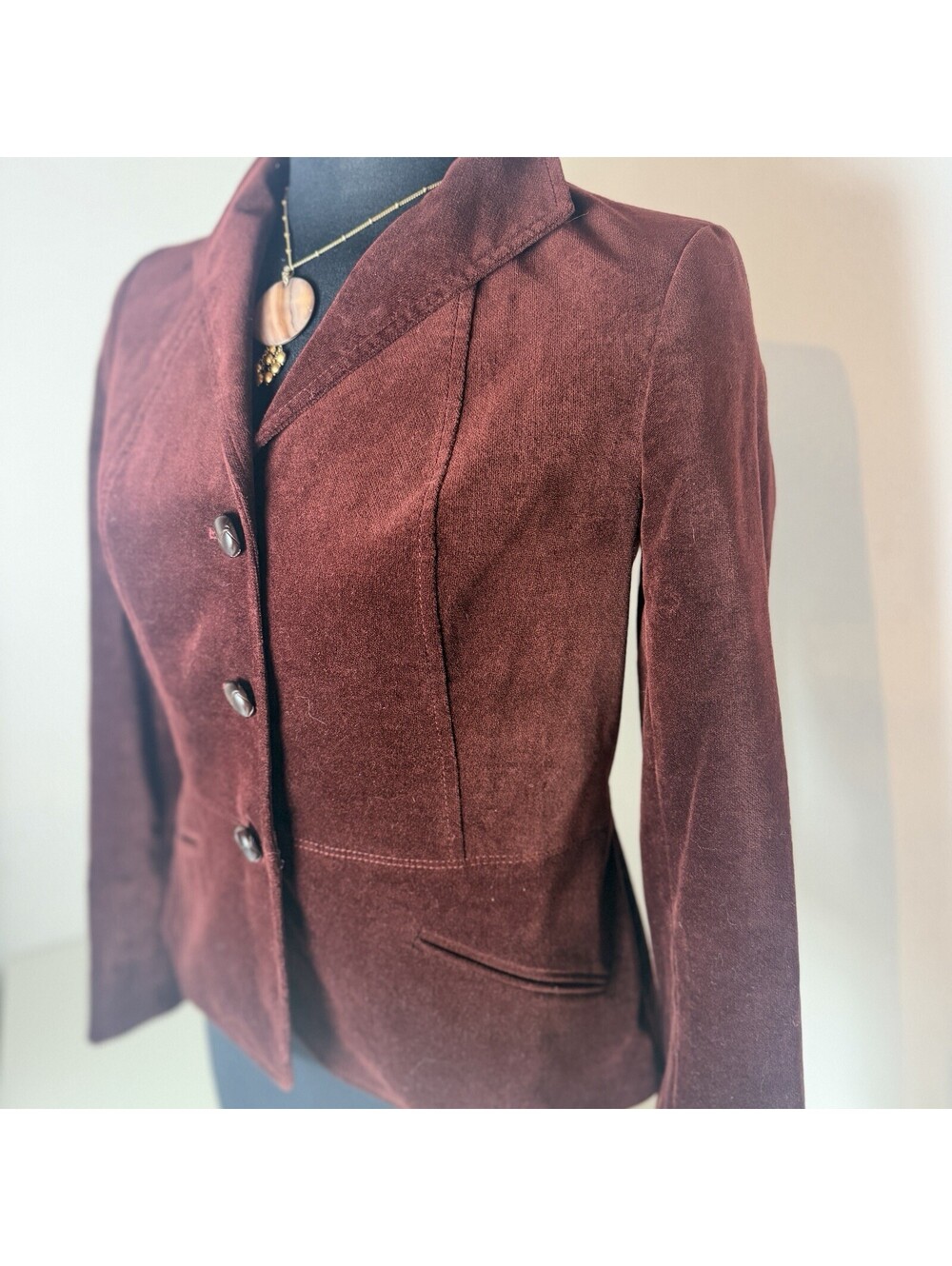Ladies Talbots Maroon Corduroy Blazer Jacket Size 4P Petites